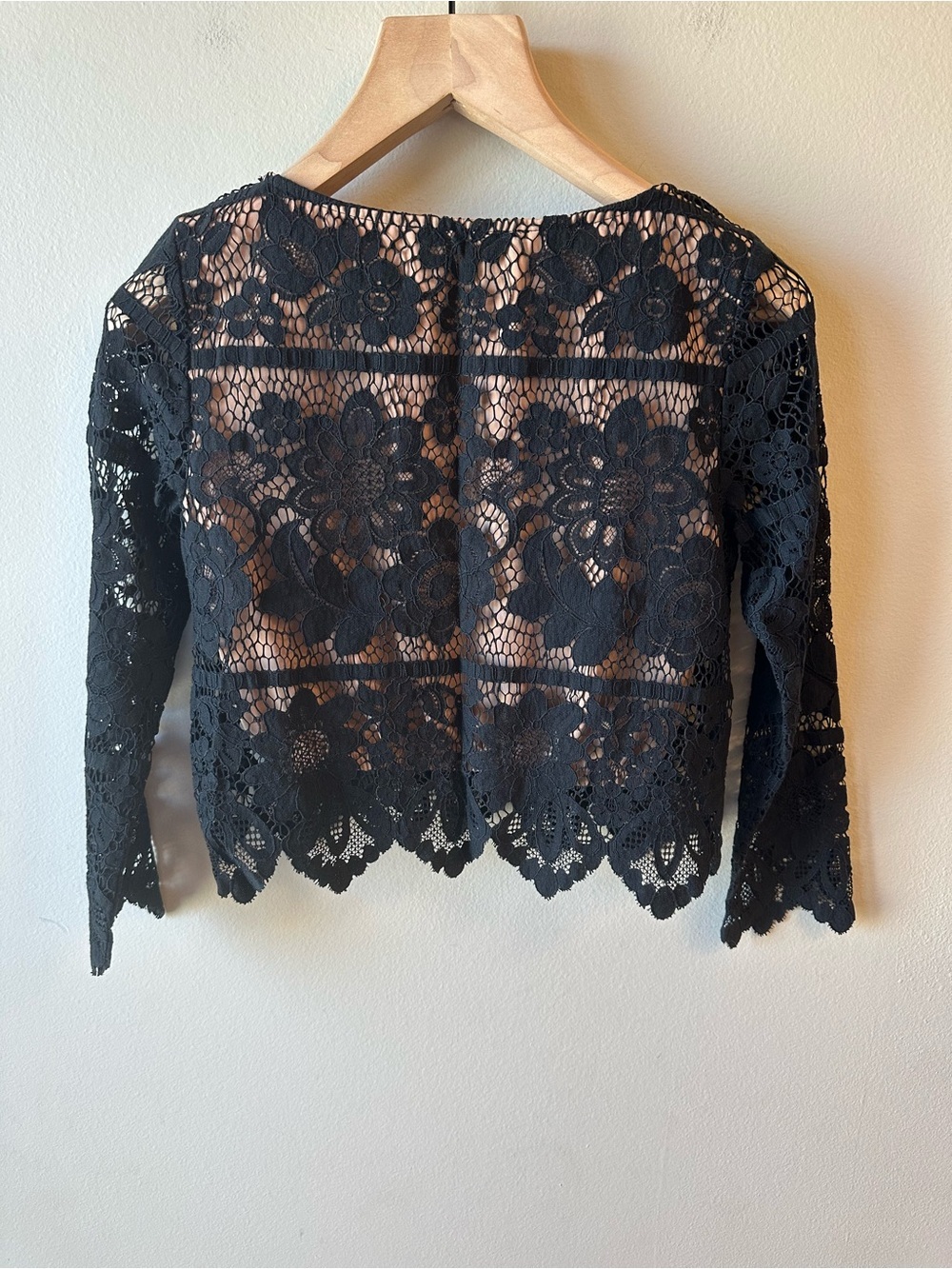 For Love & Lemons Black Lace Tie-Front Crop Top - Picture 2 of 6
